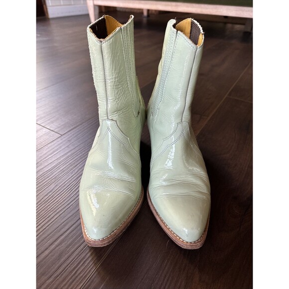 Free People Mint Green Leather Cowboy Boots Sz 37 - Picture 2 of 6